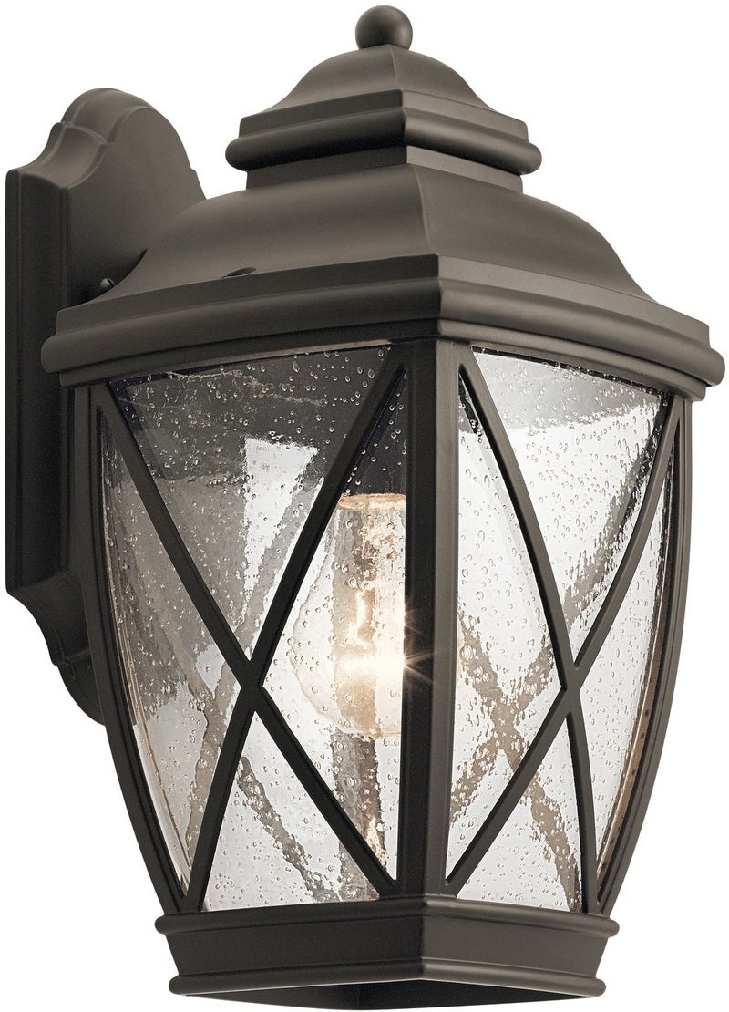 Kichler Tangier 135 1 Light Outdoor Wall Light with Clear Seeded Glass in Olde Bronze