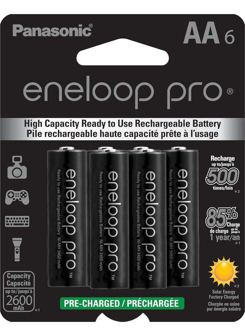 eneloop Eneloop Panasonic BK3HCCA6BA pro AA HighCapacity NiMH PreCharged Rechargeable Batteries 6Battery Pack  - Image 1