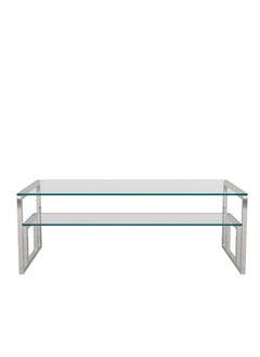 RIGID Stainless Steel Coffee Table with Glass Top  47x130x60cm  - Image 3