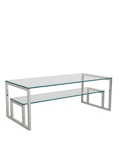 Stainless Steel Coffee Table with Glass Top  47x130x60cm - pzsku/Z1345181AF6A1273C70F2Z/45/_/1718190339/ff0693c8-263a-4fc3-adb0-5dbe183e541a