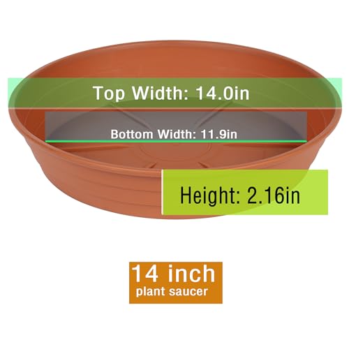 LWALRS Plant Saucer 14 Inch 2 Pack 6 8 10 12 14 16 18 20 25, Plastic Plant Trays for Pots，Extra-Deep Plant Water Dray Tray, Bird Bath Bowl, Heavy Flower Plant Saucers Indoors and Outdoor No Holes - Image 2