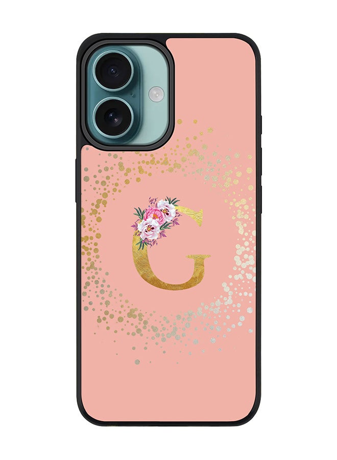 Stylizedd For iPhone 16 Case [Compatible with MagSafe] Slim Magnetic cover Phone Case iPhone 16 -Custom Monogram Floral - G (Rose Pink ) - Image 1