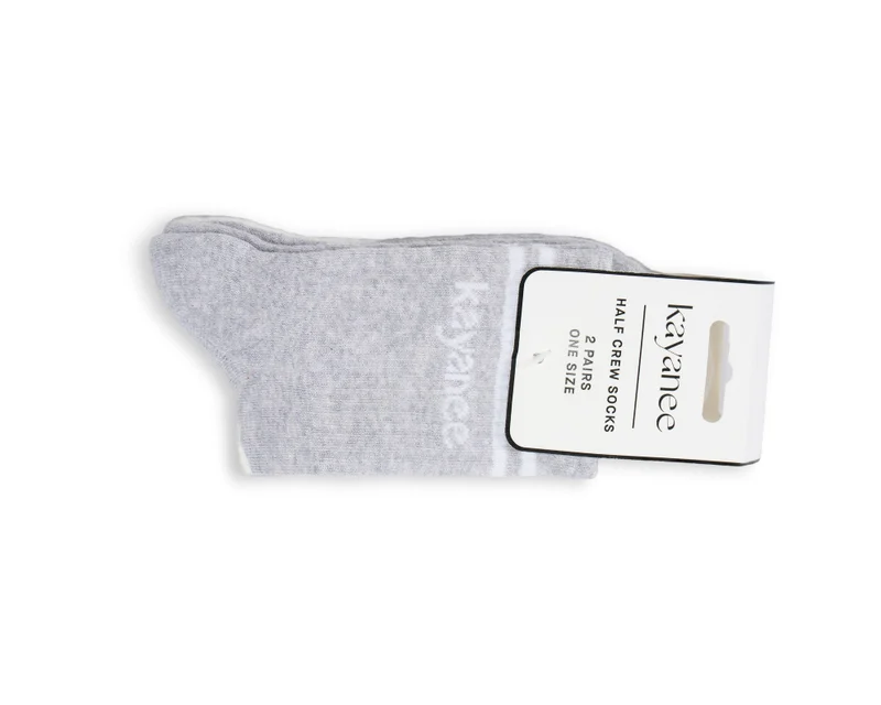 كياني Gym Socks Pack of 2 - (White Palm + Grey Logo)