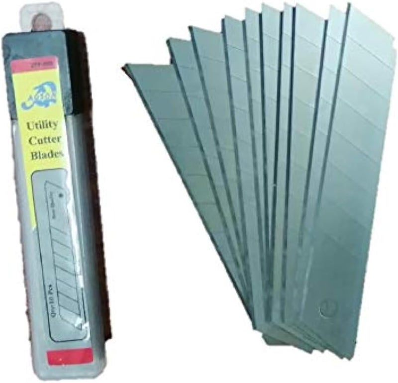 شفرات سكين AQSON 18 مم - شفرات استبدال من الفولاذ المقاوم للصدأ، 10 شفرات في العبوة