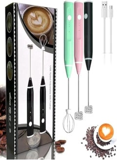 Generic Milk Frother Handheld Electric Milk Frother USB Rechargeable with 2 Stainless Steel Whisks, Mini Milk Frother Mixer and 3 Speeds, Mini Blender for Coffee, Latte, Cappuccino, Hot Chocolate (Black) 