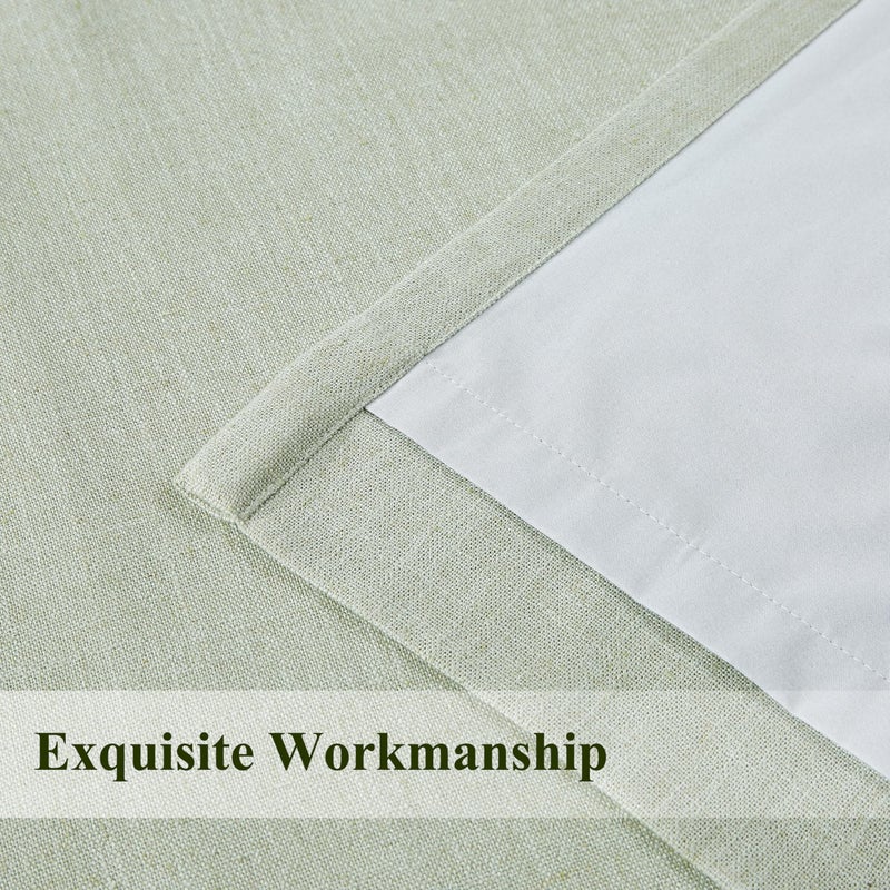 WEST LAKE Soft Green Pinch Pleated Full Blackout Curtain Panels 95 Inches Length,Linen Blended Drapes for Bedroom Living Room,Thermal Insulated Window Treatment,Back Tabs Hooks,40" Wx95 L(Pack of 2) - Image 5