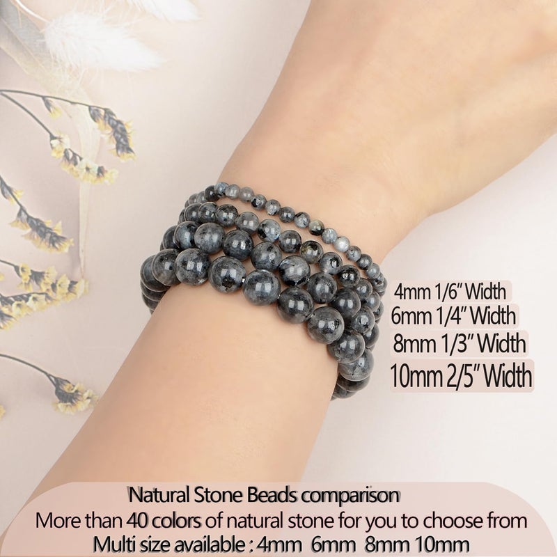 LPBeads أساور مرنة يدوية من حبات الأحجار الكريمة الطبيعية من ، خرز دائري من البلورات العلاجية، هدايا مجوهرات للنساء والرجال - Image 5