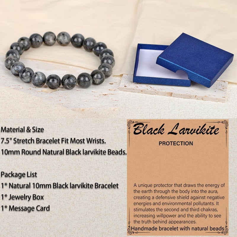 LPBeads أساور مرنة يدوية من حبات الأحجار الكريمة الطبيعية من ، خرز دائري من البلورات العلاجية، هدايا مجوهرات للنساء والرجال - Image 4