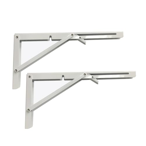 MIKMAYTOO White Folding Shelf Brackets Max Load 220 lb Heavy Duty DIY Wall Mounted Shelf Bracket Space Saving for Table Work Bench 8 INCH2PCS - Image 1
