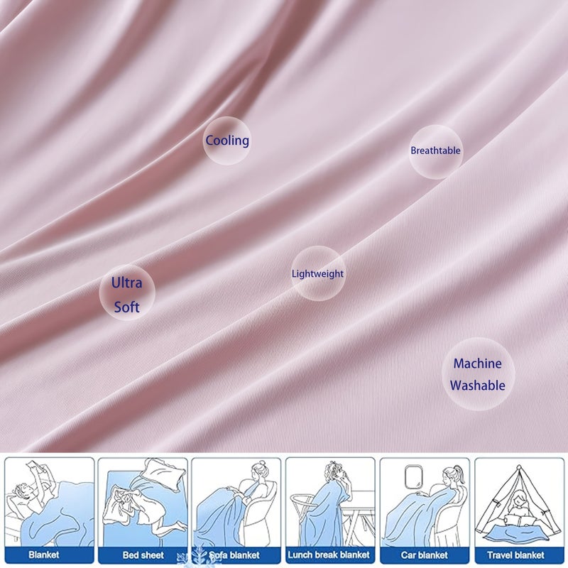 1 Summer Cooling Blanket Pink Color 59.84 Inch By 82.68 Inch Breathable Soft Cool Touch Fabric Dual Sided Cooling Comfort Lightweight Design For Hot Weather Bedroom Sofa Office Nap Outdoor Relaxation Car Use - Image 3