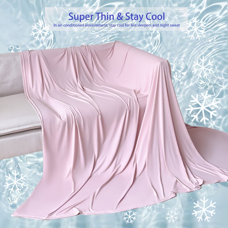 1 Summer Cooling Blanket Pink Color 59.84 Inch By 82.68 Inch Breathable Soft Cool Touch Fabric Dual Sided Cooling Comfort Lightweight Design For Hot Weather Bedroom Sofa Office Nap Outdoor Relaxation Car Use - Image 2