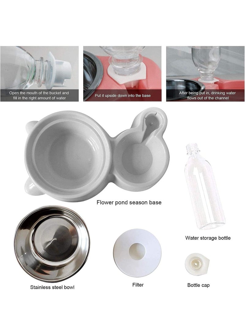 Cat Bowl Double Bowl, Automatic Drinker, Stainless Steel Feeder, Pet Bowl for Cats and Dogs Smal - Image 3