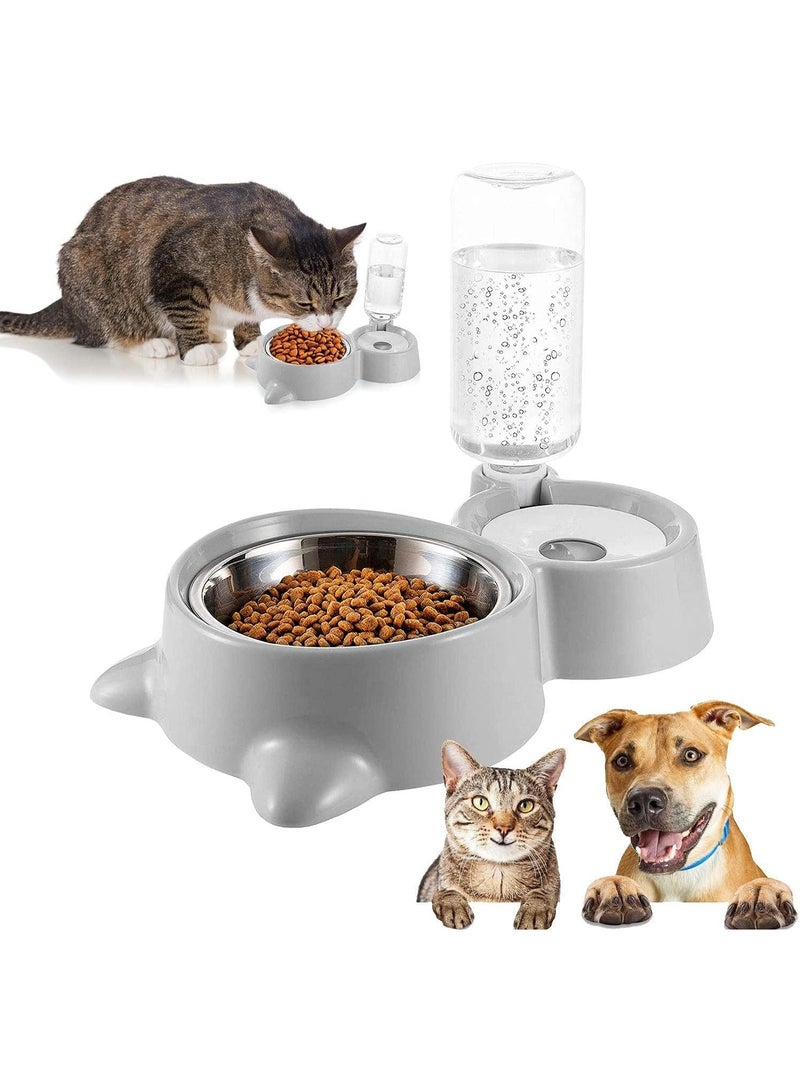 Cat Bowl Double Bowl, Automatic Drinker, Stainless Steel Feeder, Pet Bowl for Cats and Dogs Smal - Image 1