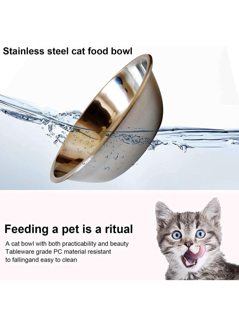 Cat Bowl Double Bowl, Automatic Drinker, Stainless Steel Feeder, Pet Bowl for Cats and Dogs Smal - Image 4