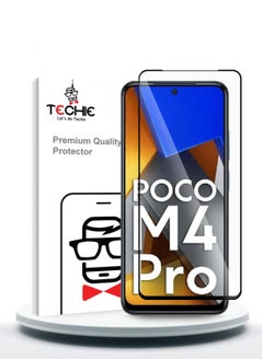 Techie Techie Anti Reflection Anti Bubbles 9H Hardness 5D Tempered Glass Screen Protector For Xiaomi Poco M4 Pro  - Image 1