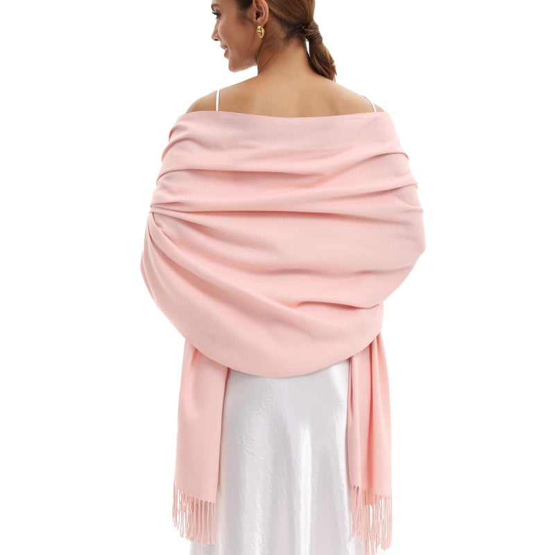vimate pink Pashmina Scarf-women's Pashmina Shawls and wraps for Wedding Evening Dresses travel(Pink) - Image 1
