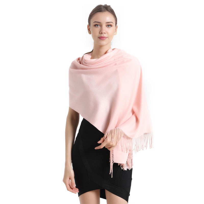vimate pink Pashmina Scarf-women's Pashmina Shawls and wraps for Wedding Evening Dresses travel(Pink) - Image 4
