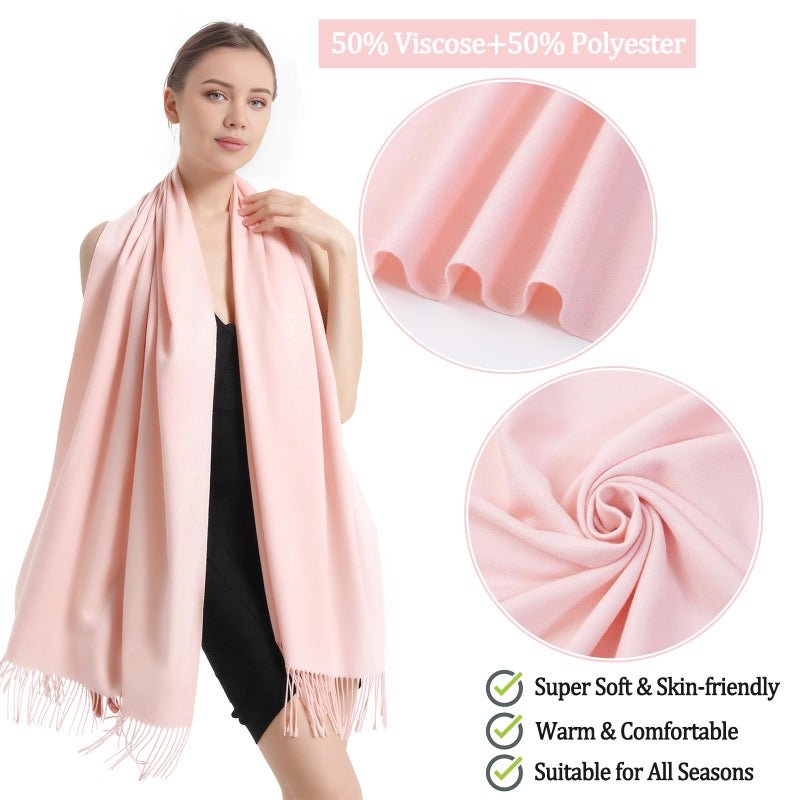 vimate pink Pashmina Scarf-women's Pashmina Shawls and wraps for Wedding Evening Dresses travel(Pink) - Image 3