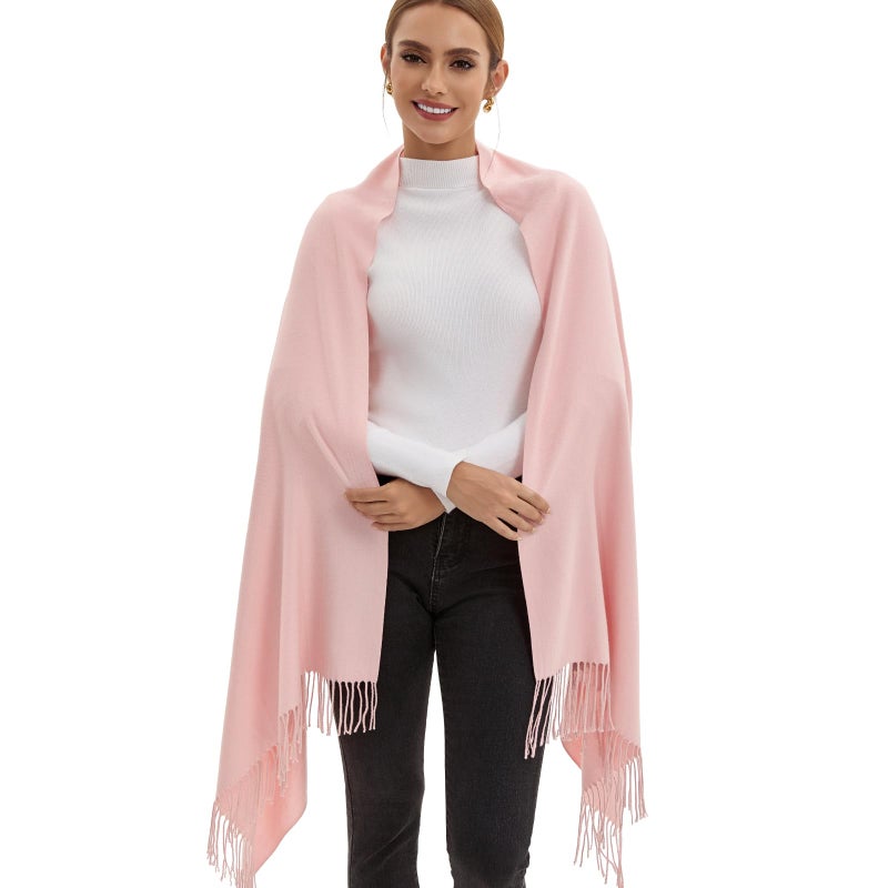 vimate pink Pashmina Scarf-women's Pashmina Shawls and wraps for Wedding Evening Dresses travel(Pink) - Image 2