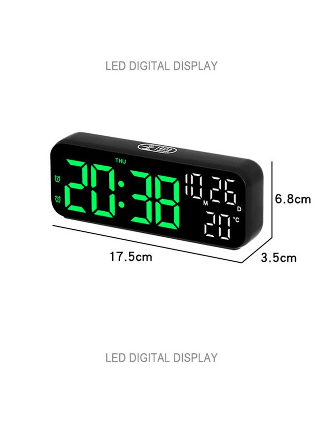 Generic - Digital Display Alarm Clock for Living Room Office Bedroom Decor LED Electronic Date Temp Display with USB Charging Port, Adjustable Volume(green) - Image 1