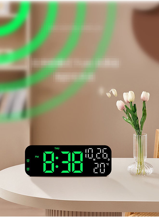 Generic - Digital Display Alarm Clock for Living Room Office Bedroom Decor LED Electronic Date Temp Display with USB Charging Port, Adjustable Volume(green) - Image 1