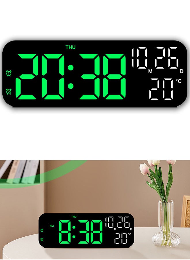 Generic - Digital Display Alarm Clock for Living Room Office Bedroom Decor LED Electronic Date Temp Display with USB Charging Port, Adjustable Volume(green) - Image 1