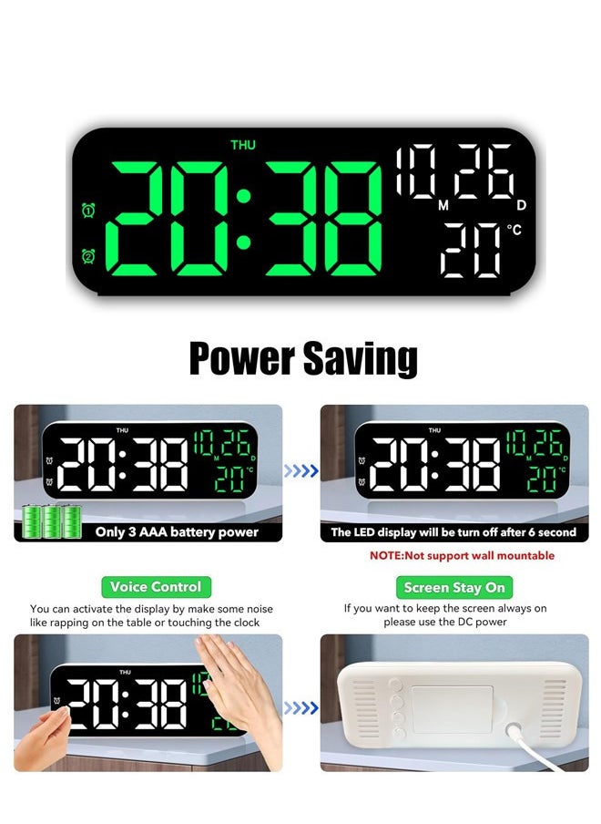 Generic - Digital Display Alarm Clock for Living Room Office Bedroom Decor LED Electronic Date Temp Display with USB Charging Port, Adjustable Volume(green) - Image 1