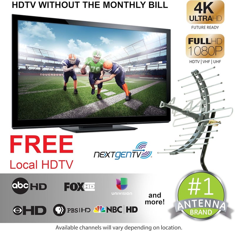 جي إي هوائي تلفزيون Pro للتركيب في العلية، هوائي تلفزيون رقمي عالي الوضوح 4K 1080P VHF UHF، بعيد المدى، يصل إلى 70 ميلاً، يشمل حامل J، قابل للتركيب أيضًا في الداخل والعلية، مقاوم للعوامل الجوية، 29884 - Image 2