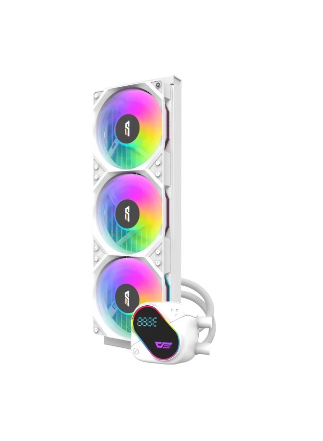 DarkFlash DO360 360mm ARGB LCD Liquid CPU Cooler – Triple 120mm Fans (800-2100RPM), 68.76CFM Airflow, 2.49mm-H₂O Static Pressure, 36dBA Noise, 450mm Tubes, Intel & AMD Compatible, Premium Water Cooling System | White - Image 4