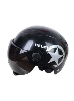 Beauenty Motorcycle Helmet, Scooter Helmet with Safety Goggles, Moped Helmet for Adults, Teenagers, Men, Women (Black) 