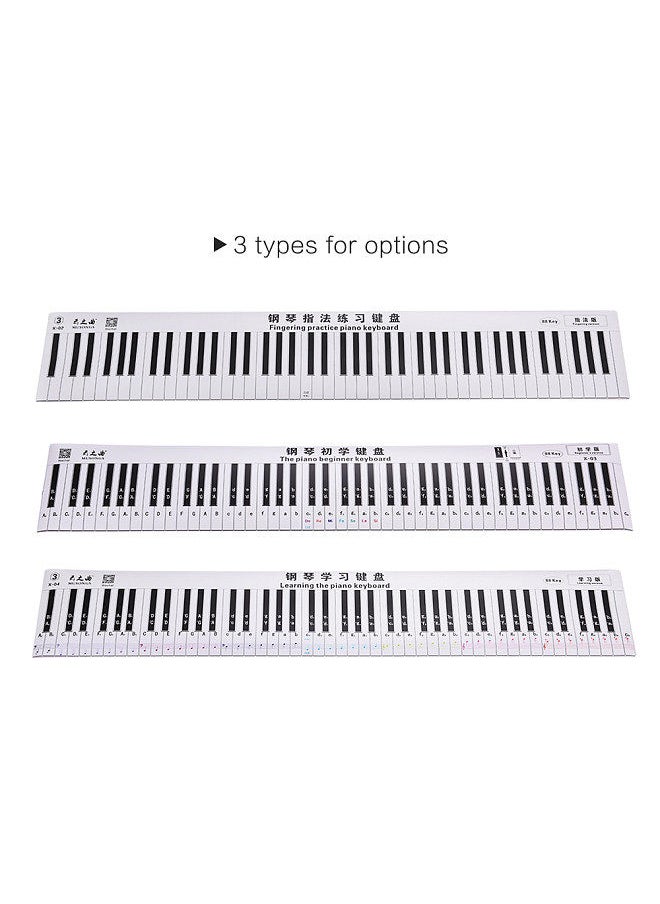 Generic - Fingering Version 88 Keys Piano Keyboard Fingering Practice Chart Sheet with Notes & Stave Reference Piano Teaching Guide Assistive Tool for Bebinners Students Kids - Image 1