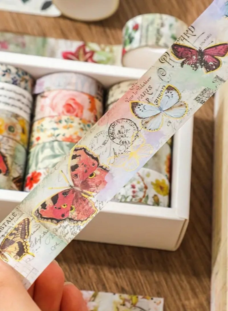 20 rolls Vintage Plant Washi Tape Set Butterfly Flower Masking Tape For Notebook Scrapbooking Journal Supplies - Image 1