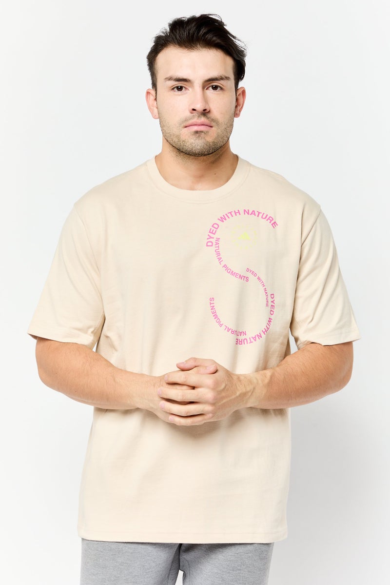Adidas Adidas x Stella Mccartney Men Sportswear Fit Short Sleeves Outdoor T-Shirt, Beige  - Image 1