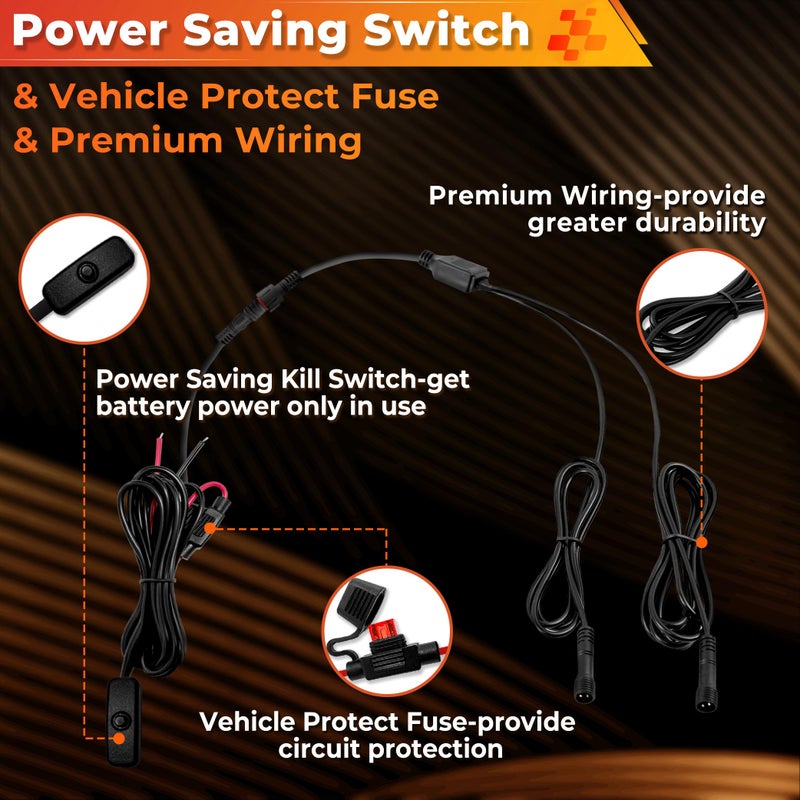 Auto Buero 12 Pods Pure White LED Rock Lights Kit with Switch Wiring Harness,6500K 324 LEDs Bright Rock Lights for Trucks,Waterproof Underglow Light for Car Jeep Off Road ATV UTV SUV - Image 3
