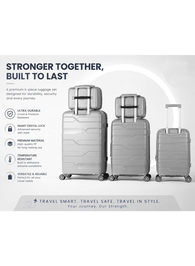 5-piece travel bag set, unbreakable hard PP construction, lightweight and durable for travel, business trips and vacations - Image 5