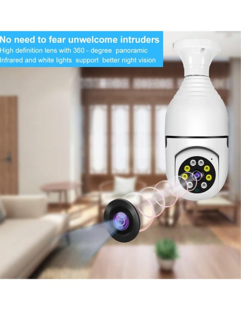 ELTRAZONE 1080P Wireless Tovnet Wifi Pan/Tilt Light Bulb Security Camera, 360 Degrees 3.0MP Cam Home Surveillance CCTV Panoramic IP Camera, with Night Vision  - Image 2