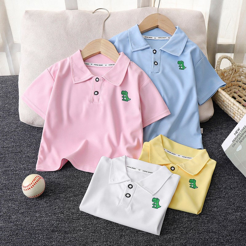 Korean Style Children's Polo Shirt – Unisex Cartoon Summer Top for Ages 3-8 - Image 2