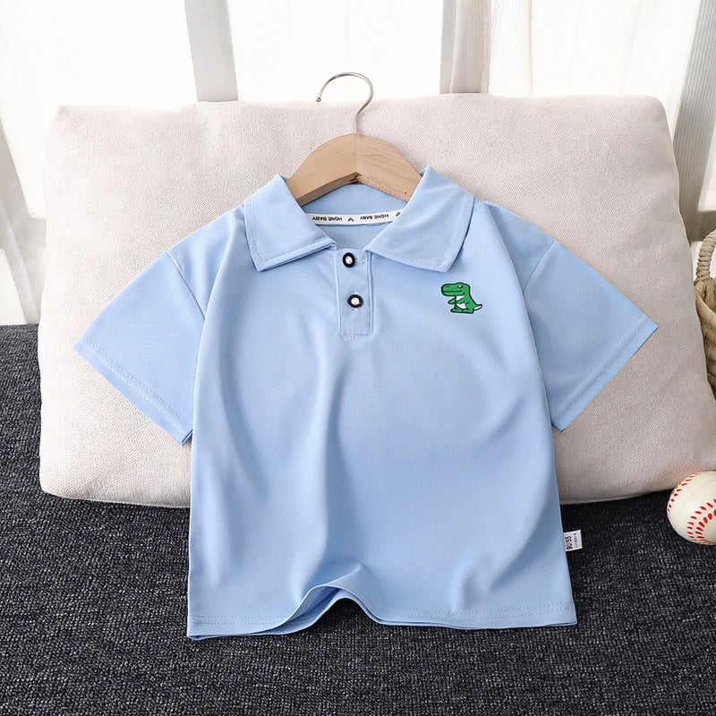 Korean Style Children's Polo Shirt – Unisex Cartoon Summer Top for Ages 3-8 - Image 1