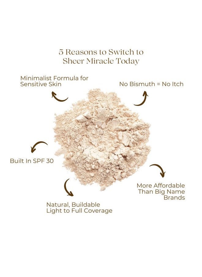 Sheer Miracle Spf 30 Premium Loose Mineral Foundation Vegan Makeup For Sensitive Skin Acne Rosacea Cruelty Free 8G {7 Shades Available} (Medium Light (Medium Light Skin With Neutral To Yellow Undertones))  - Image 3