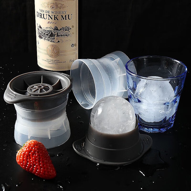 Baijie Ice Ball Mold, Ice Cube Mold, Whiskey Ice Ball Maker, Ice Cube Tray, Ice Making Tool, Set of 2 - Image 3