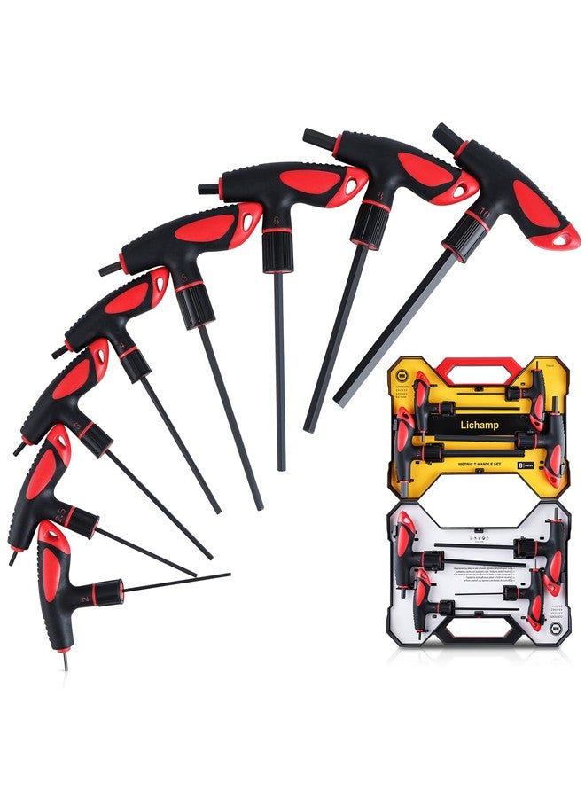 Lichamp مجموعة مفاتيح ألين بمقبض على شكل حرف T من Lichamp، متري، 8 قطع، شديدة التحمل، قياسية، بمقبض طويل على شكل حرف T، مجموعة مفاتيح ألين سداسية، 2-10 مم - Image 1