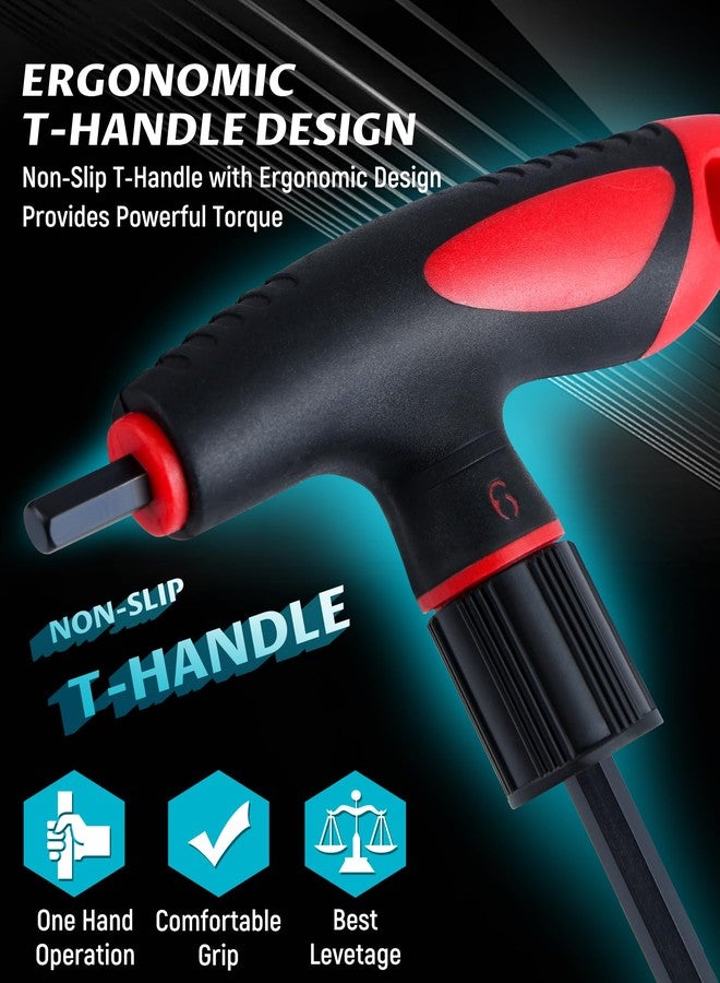 Lichamp مجموعة مفاتيح ألين بمقبض على شكل حرف T من Lichamp، متري، 8 قطع، شديدة التحمل، قياسية، بمقبض طويل على شكل حرف T، مجموعة مفاتيح ألين سداسية، 2-10 مم - Image 3