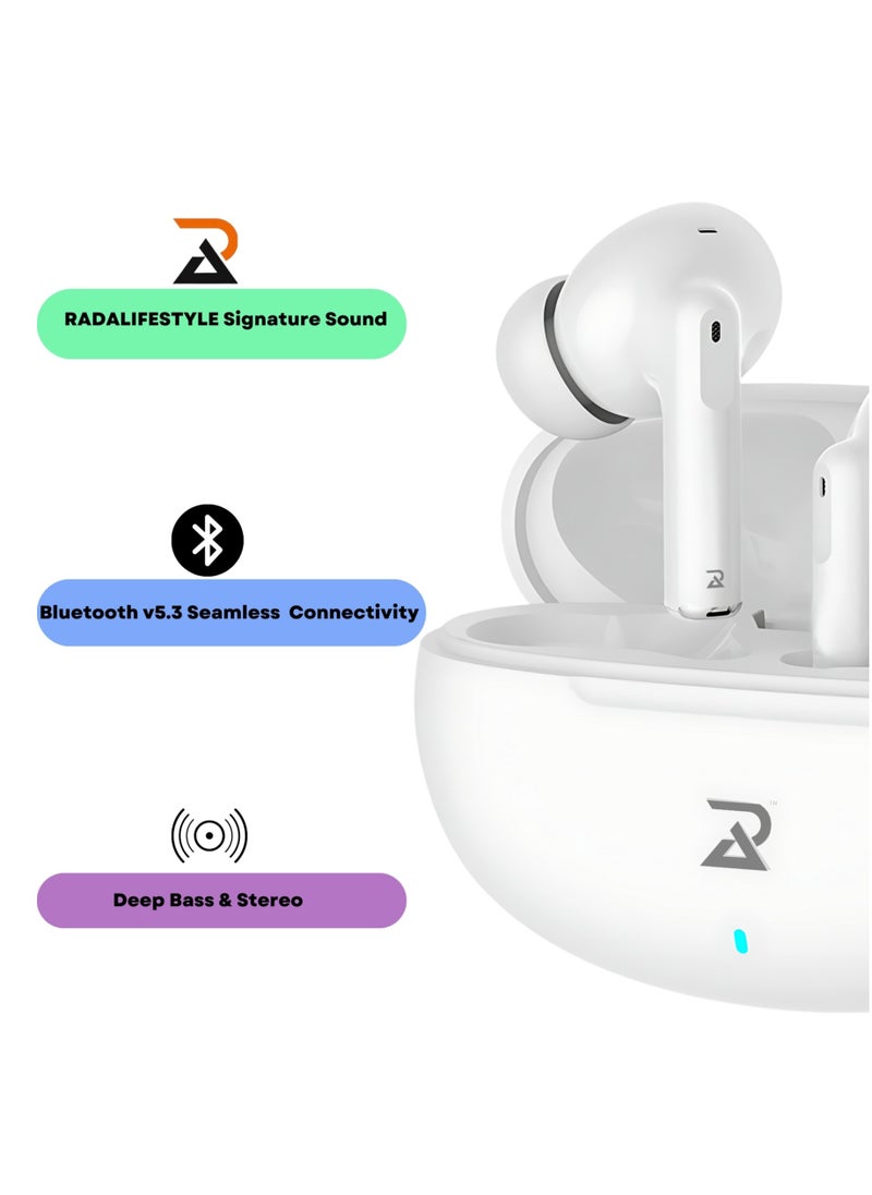 RADALIFESTYLE - Air 9 Pro wireless bluetooth TWS in ear earbuds with stereo & bass (white) - Image 1