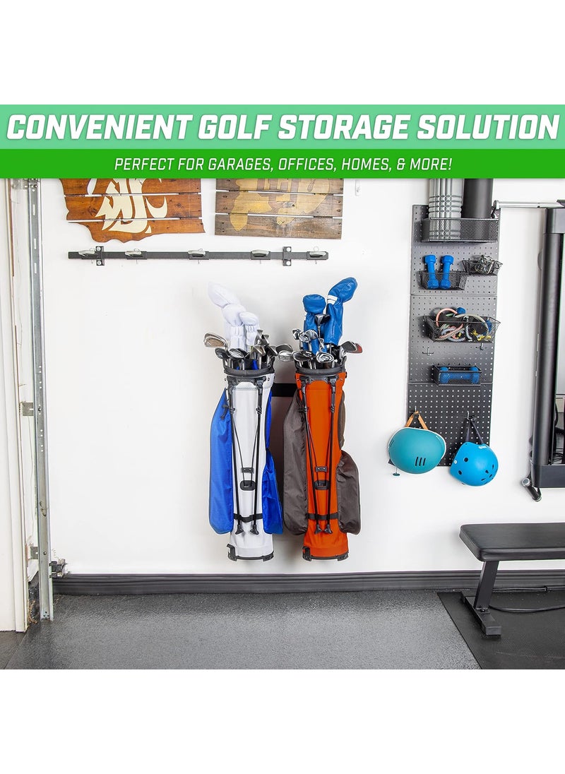 GoSports GoSports Wall Mounted Golf Bag Storage Rack  Holds 2 Golf Bags Black  - Image 2