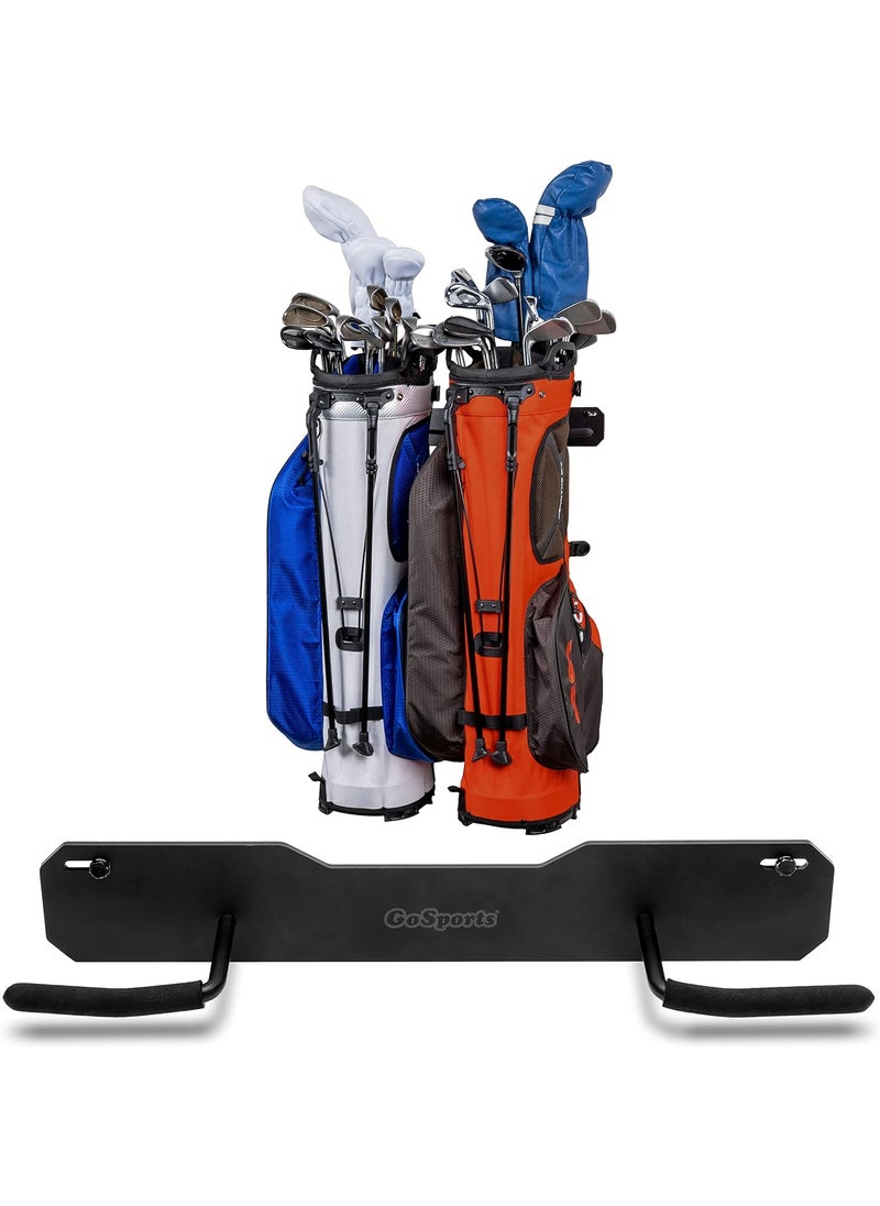 GoSports GoSports Wall Mounted Golf Bag Storage Rack  Holds 2 Golf Bags Black  - Image 1