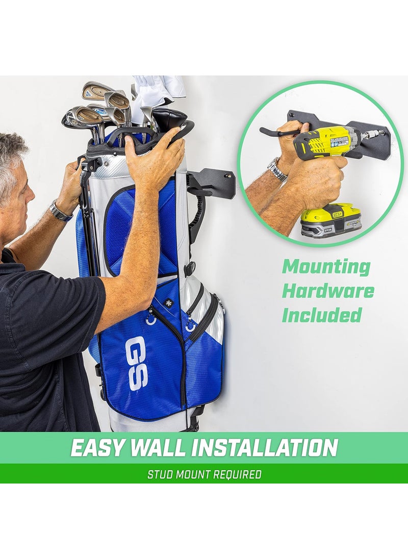 GoSports GoSports Wall Mounted Golf Bag Storage Rack  Holds 2 Golf Bags Black  - Image 5