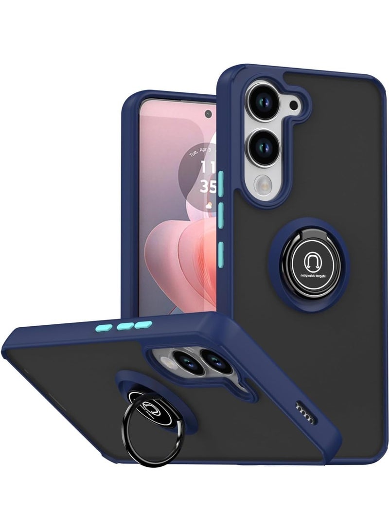 Muzz Case Compatible with Vivo Y29S 5G Vivo Y04 Metal Ring Holder Grip Kickstand Car Magnetic Mount Shockproof Matte Hard Back Bumper Case for Vivo Y29S 5G  Vivo Y04 2025 Blue