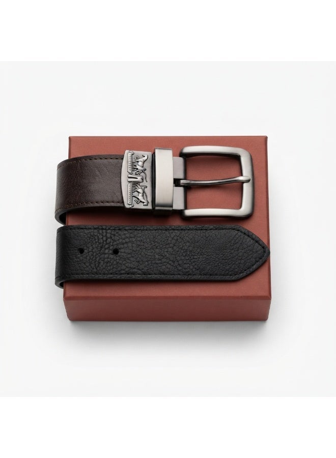 Levi's 2-in-1 Classic Men's Leather Belt – Reversible Brown & Black with Gift Box - Image 1