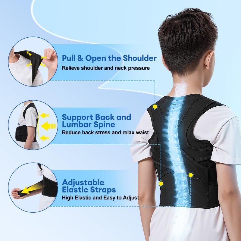 babaka Posture Corrector for Kids and Teens Adjustable Full Back Support Brace, Scoliosis, Dowagers Hump, Hunchback, Spine Corrector Boys and Girls (Large, Waist: 23''-27'') - Image 5