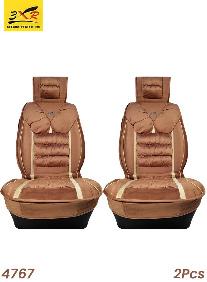 3 اكس ار طقم أغطية وسائد مقاعد سيارة عالمي للمقاعد الأمامية (قطعتان) غطاء مقعد مريح مبطن سميك مع دعم لمسند الرأس، وجيوب تخزين، ومشبك حزام مطاطي. مناسب لجميع أنواع السيارات: هاتشباك، سيدان، سيارات الدفع الرباعي، كروس أوفر، سيارات ستيشن واغن، للاستخدام المنزلي والمكتبي - 4767 - Image 1
